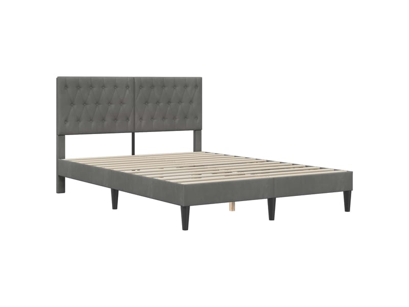  Lit double- lit adulte -  cadre de lit avec tête de lit gris foncé 140 x 190 cm velours  - Conforama B