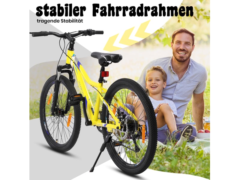 Vtt enfant 24 pouces 6 vitesses métal jaune - Conforama B