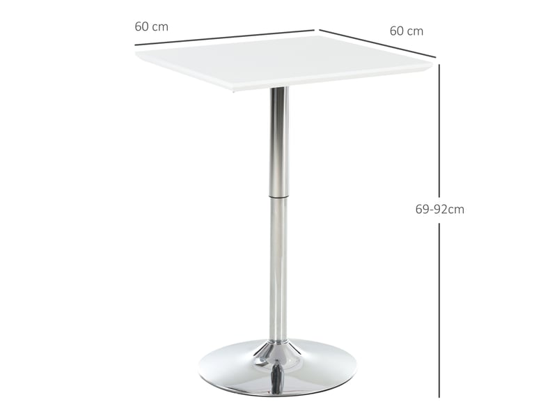  Table - réglable en hauteur - structure robuste - panneau de fibres de densité moyenne - blanc - pour salon et séjour 60x60x92cm - Conforama D