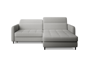 Canapé d'angle droit fixe MEUBLORAMA 3 places Polyester gris avec coffre de rangement