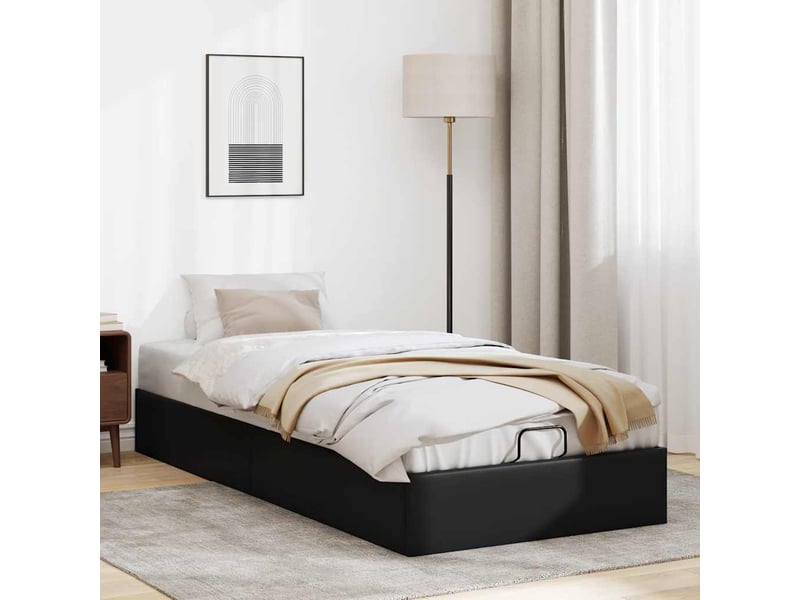 Lit simple- lit adulte - cadre de lit ottoman sans matelas noir 80x200 cm similicuir - Conforama B
