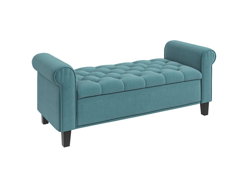  Banc de rangement en polyester aspect velours vert 126 x 48,5 x 57 cm  - Conforama A