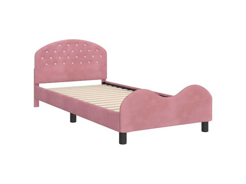  Cadre de lit pour enfants - lit jeune avec tête de lit rose 90 x 190 cm  - Conforama D