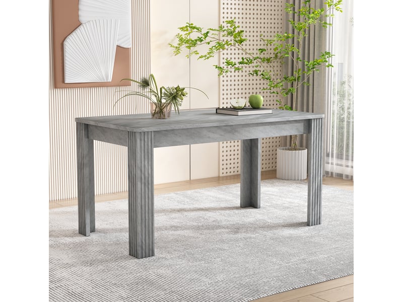  Table à manger rectangulaire 116 x 65 cm effet béton gris en panneaux de particules  - Conforama D