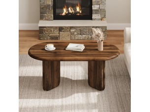 Table basse ovale coloris marron <strong>HAVRYA</strong> <strong></strong> - 50 cmx99 cm