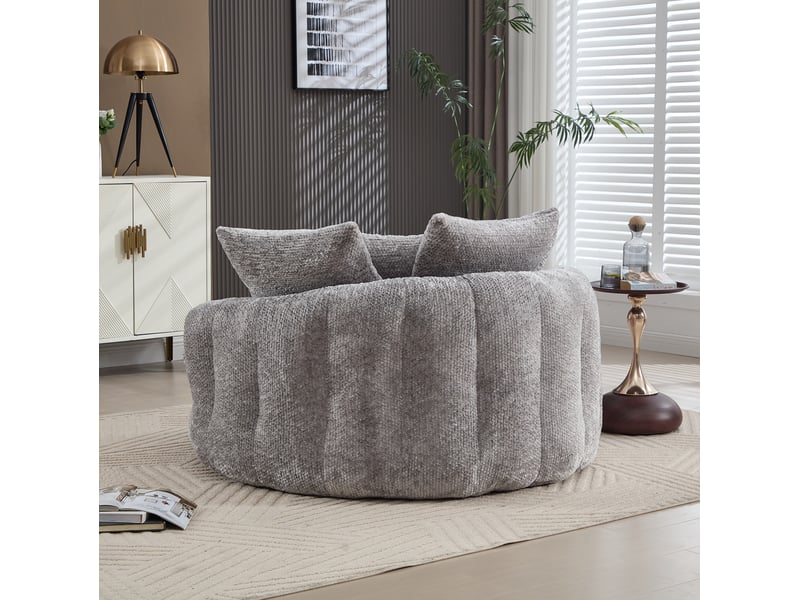  Fauteuil lounge avec repose-pieds et coussins gris clair evryae  - Conforama D