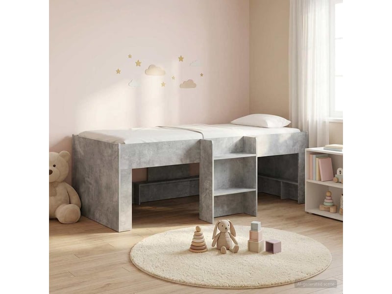  Cadre de lit élevé pour enfants - lit jeune gris béton 80 x 200 cm  - Conforama C