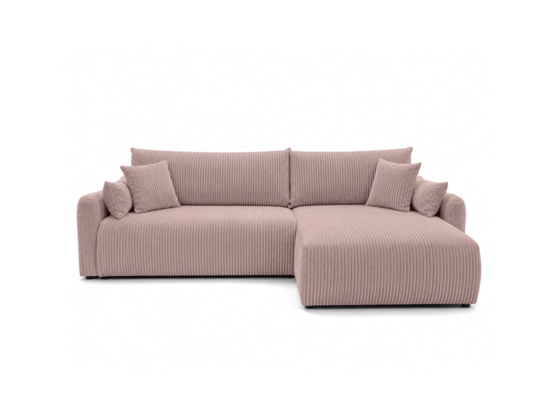  Apoline - canapé d'angle réversible convertible 4 places avec coffre en velours côtelé  - Conforama E