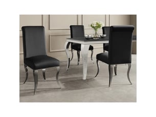 Lot de 2 chaises baroques velena en velours noir avec haut dossier et pieds argentés galbés