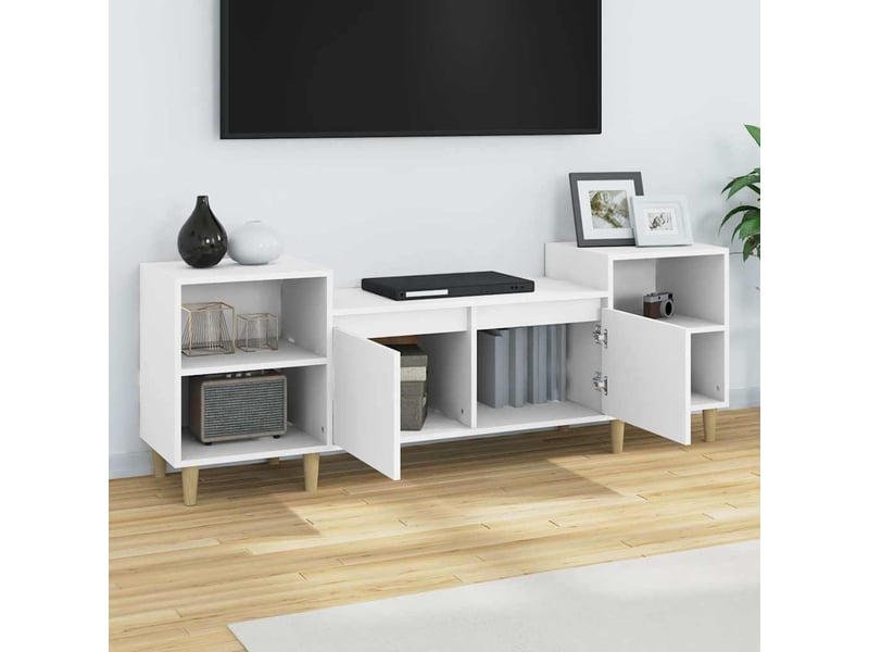  Meuble tv - banc tv - meuble de rangement blanc 160x35x55 cm bois d'ingénierie  - Conforama D