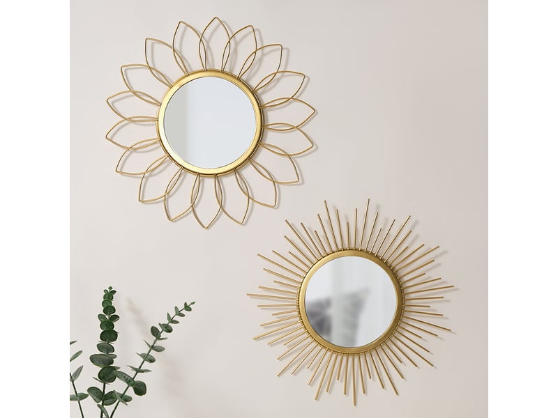  Miroir mural tournesol en fer forgé – miroir mural de style européen – idéal pour la décoration murale du salon et du bureau – 30.5 cm  - Conforama E