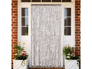 Rideau anti-mouches, moustiquaire taupe et blanc 100x230 cm chenille cf43580