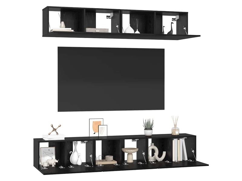  Ensemble meuble tv - banc tv - meuble de rangement 5 pcs chêne noir bois d'ingénierie  - Conforama C