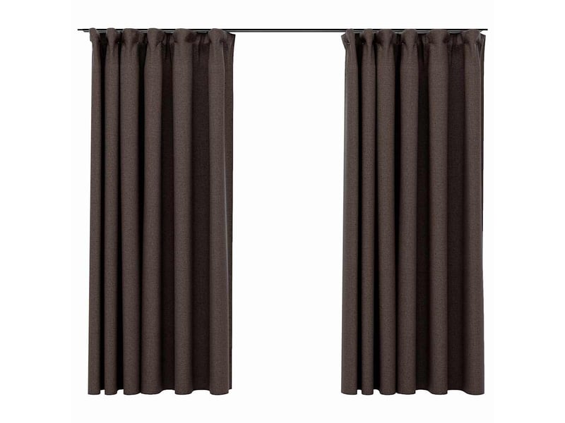  Lot de 2 rideaux occultants, rideaux black-out aspect lin et crochets taupe 140x175cm cf44543  - Conforama A