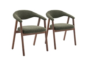 Lot de 2 chaises en bois foncé et tissu boucle vert kaki barbara