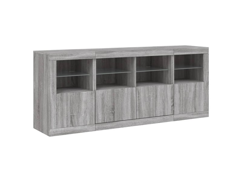 Buffet salon, buffet de rangement avec lumières led sonoma gris 163x37x67 cm - Conforama E