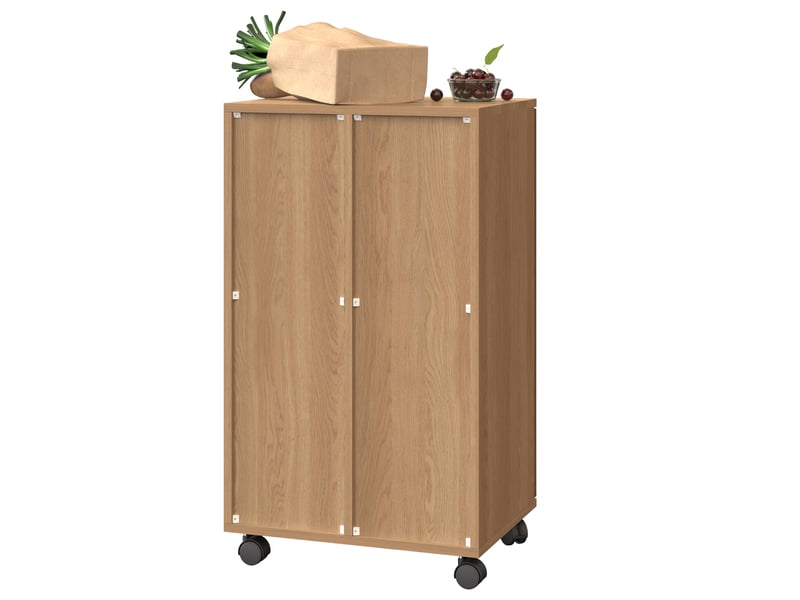 Meuble de tri des déchets 46,7 x 35 x 80 cm – naturel – 2 portes, roulettes et compartiments - Conforama D