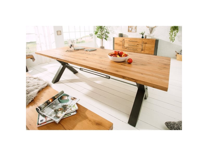 Table de salle à manger cavara – chêne sauvage et métal noir – 200 cm – style industriel - Conforama B