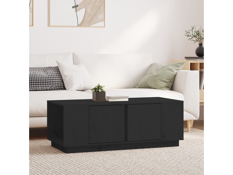  Table basse rectangulaire | table de salon noir 110x50x40 cm bois massif de pin shl1777  - Conforama B