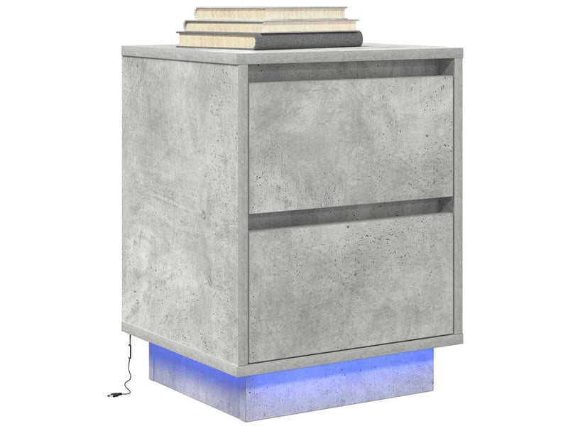  Lot de 2 tables de chevet - cabinet de chevet - table de nuit avec lumières led gris béton 38x34x50 cm  - Conforama E
