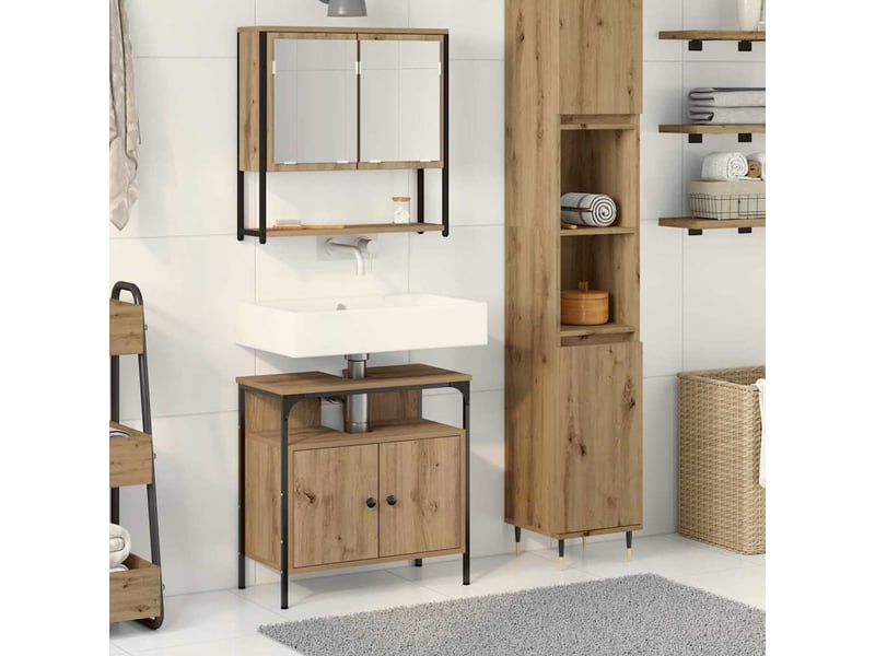  Ensemble de mobilier de salle de bain 2 pièces marron cf64228  - Conforama B