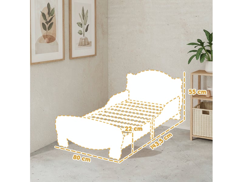  Lit enfant bas 70x140 cm en mdf bois clair, barrières fixes motif ours, pour enfants de 3 à 6 ans, sans matelas  - Conforama C