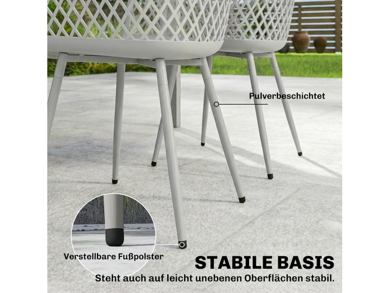 Lot de 4 chaises de jardin 56x51x84 cm avec accoudoirs et dossier métal gris  - Conforama D
