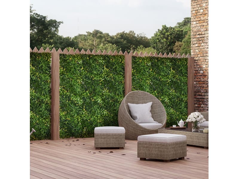 Mur végétal artificiel 12 panneaux 50 x 50 cm – vert – brise-vue modulable résistant aux uv pour jardin - Conforama B