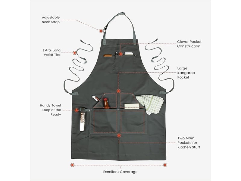 Tablier de cuisine gris pierre – parfait pour cuisine, barbecue et grill - Conforama C