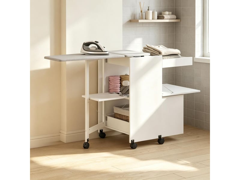 Table basse structure pliable montée sur roulettes portes à ouverture par pression charnières à fermeture douce - Conforama B
