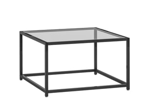 Table basse carrée noire en verre trempé et acier 68x68x39 cm, style moderne pour salon