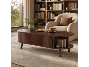 Table basse ovale coloris bois foncé <strong>MAISENTIEL</strong> <strong></strong> - 50 cmx120 cm