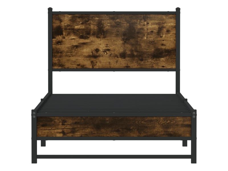  Lit simple- lit adulte -  cadre de lit en métal sans matelas chêne fumé 80x200 cm  - Conforama D