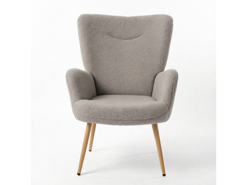  Fauteuil lounge 71x74x97.5cm – individuel design avec dossier haut ergonomique et pieds effet bois – polyester - gris  - Conforama C