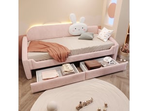 Lit banquette 90x200 cm DZMDIP coloris rose