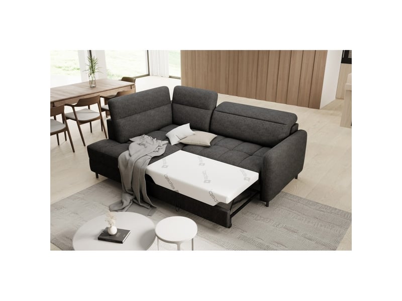  Canapé d'angle gauche convertible barnea 208 cm gris foncé avec rangement  - Conforama B