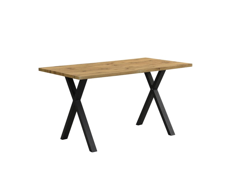Table à manger rectangulaire en mdf chêne et métal noir 140x80x76 cm - pangivo - Conforama A