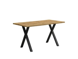 Table à manger rectangulaire en mdf chêne et métal noir 140x80x76 cm - pangivo