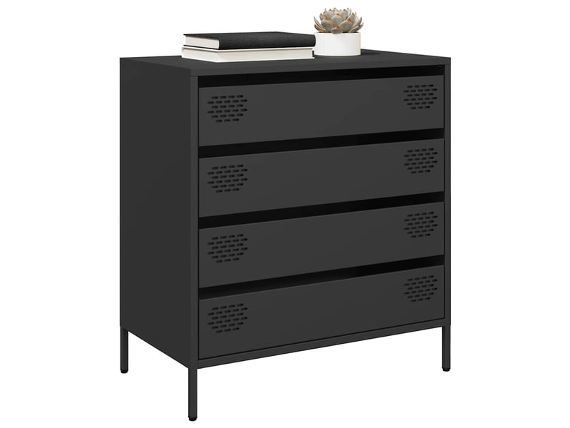  Buffet - bahut - meuble de rangement noir 68x39x73,5 cm acier laminé à froid  - Conforama B