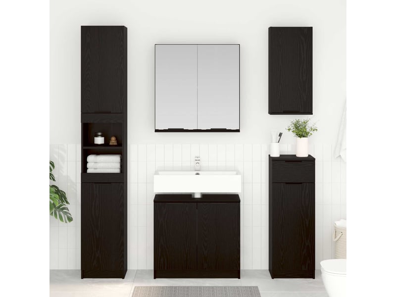 Ensemble de mobilier de salle de bain 4 pc chêne noir cf64515 - Conforama D