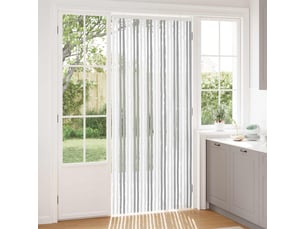 Rideau anti-insectes, moustiquaire en chenille gris clair et blanc cf43435