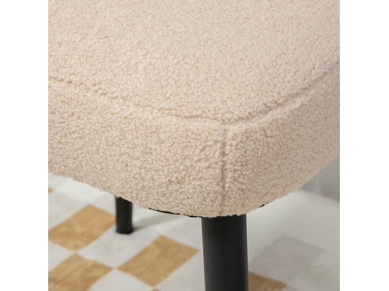  Repose-pied carré avec assise rembourrée et pieds en acier, tabouret d'appoint en polyester beige 42 × 42 × 47 cm  - Conforama E