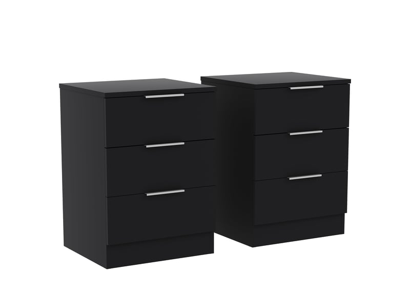  Table de chevet trega 3 tiroirs, commode de nuit, chambre, set de 2, 50x39x28cm, noir 3332103 - Conforama A