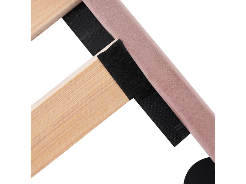 Lit enfant simple 90x200 cm avec led et tête réglable, velours, rose, sans matelas - Conforama R
