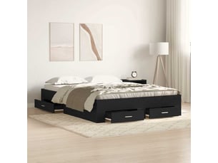 Lit adulte, lit semi-double, cadre de lit chêne noir 135x190cm bois d'ingénierie cf6075