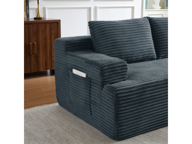  Canapé d’angle modulable et convertible style nuage – assise profonde et enveloppante, 66×283×152 cm, gris foncé  - Conforama E