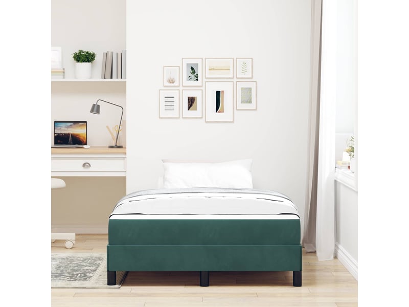 Lit double- lit adulte - lit à ressorts avec matelas vert foncé 120 x 190 cm tissu - Conforama C