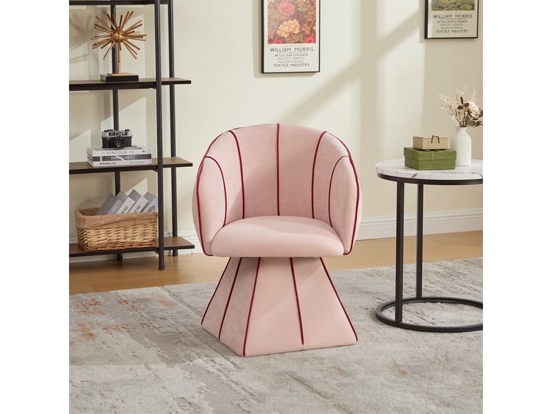  Chaise pivotante 56x54x74.5cm - fauteuil ergonomique coquillage en tissu chenille pour adulte et adolescent salon - rose  - Conforama C
