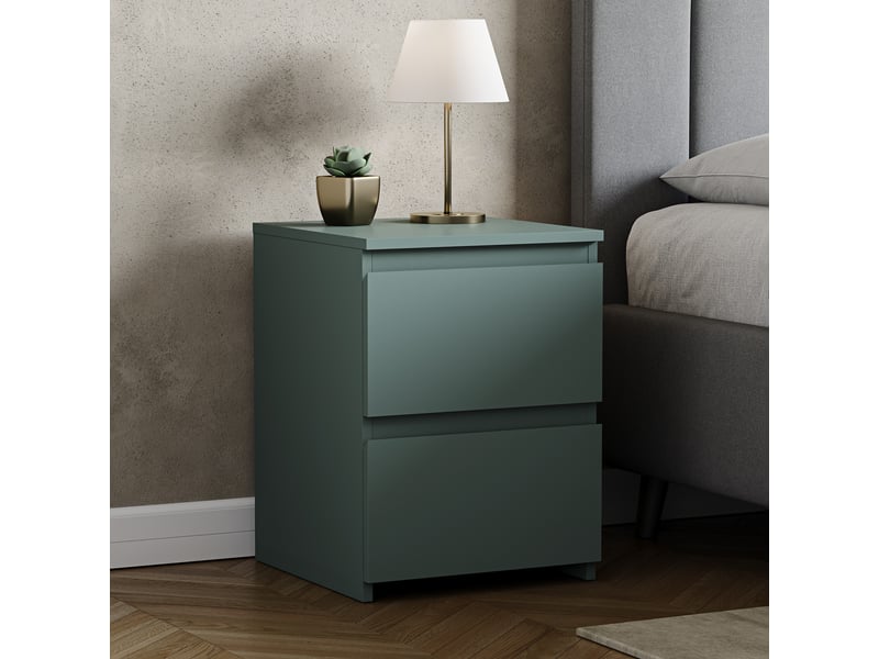  Table de chevet denver, commode de nuit, chambre, rangement, grand, 2 tiroirs, vert 3332034 - Conforama B