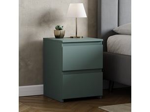 Table de chevet denver, commode de nuit, chambre, rangement, grand, 2 tiroirs, vert